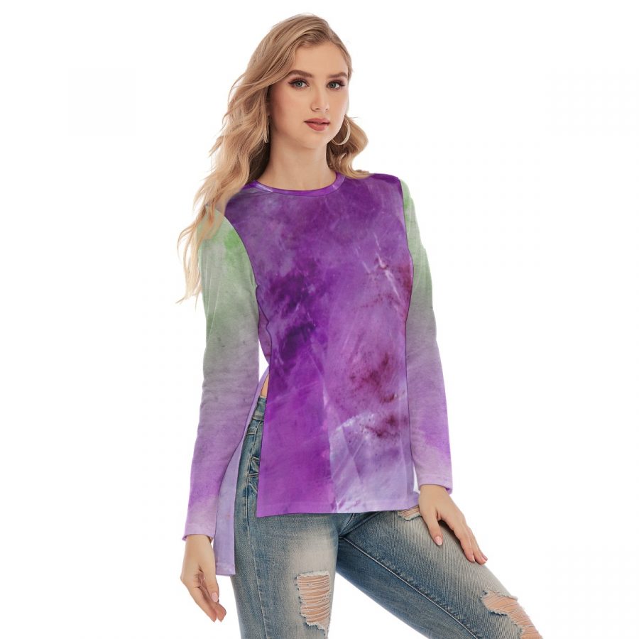 All-Over Print Women's Side Split Long T-shirt - Image 2