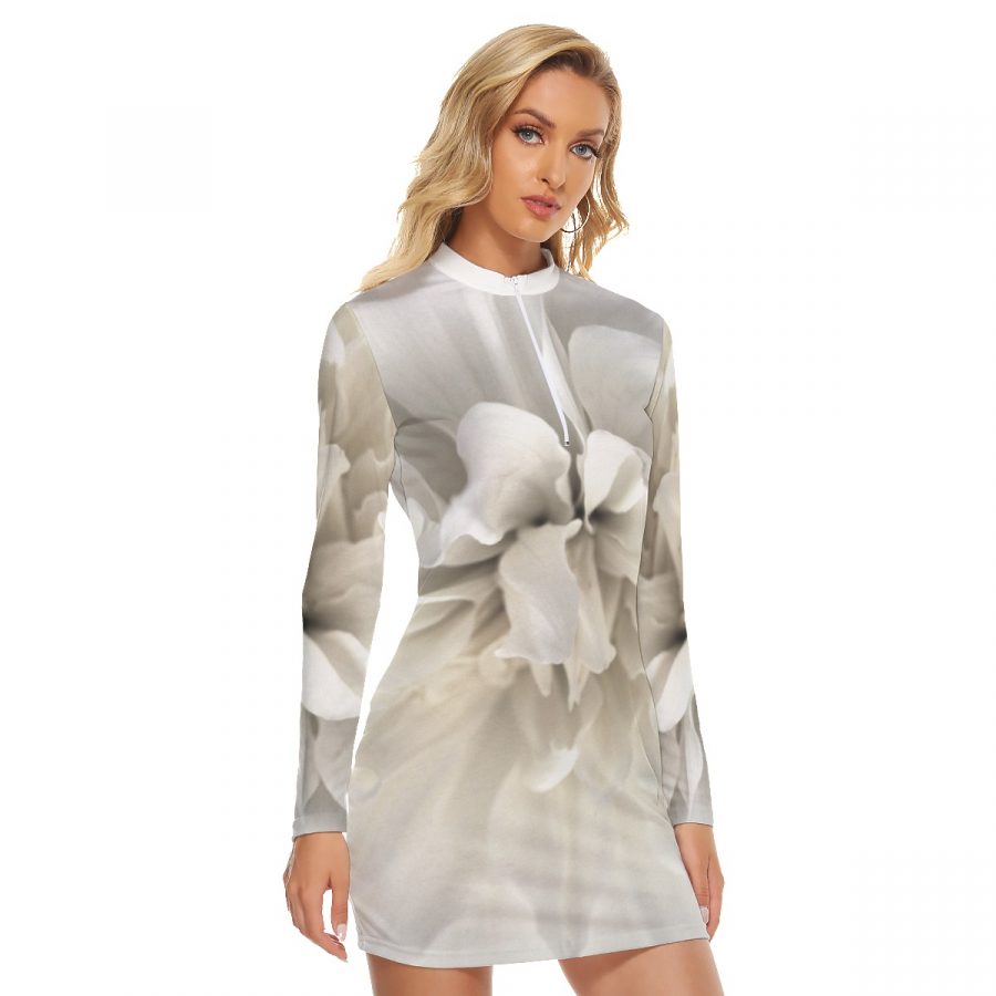 All-Over Print Women's Zip Front Tight Dress - Image 2