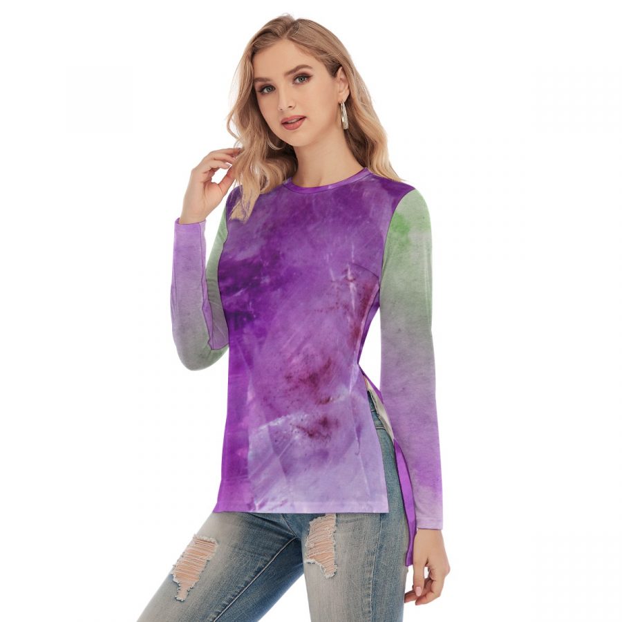 All-Over Print Women's Side Split Long T-shirt - Image 3