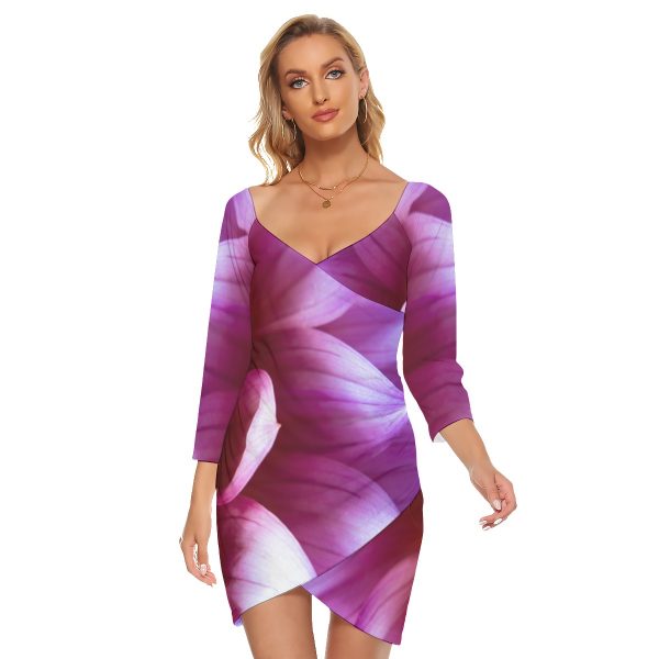 All-Over Print Women's Off-shoulder Long Sleeve Dress