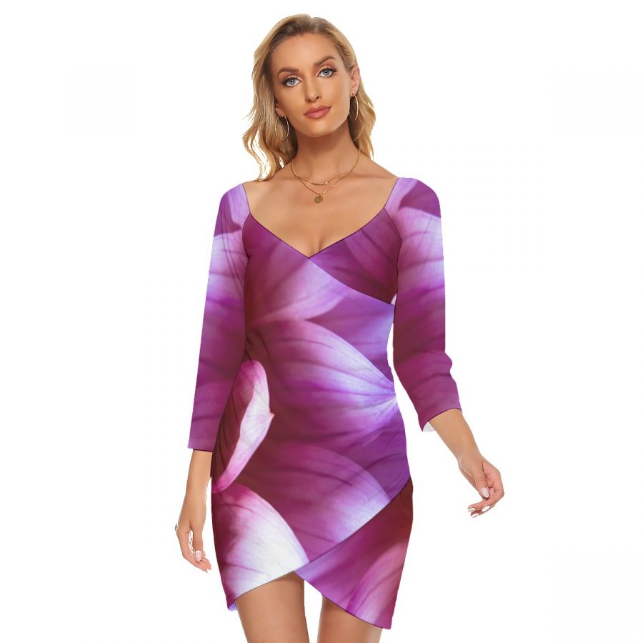 All-Over Print Women's Off-shoulder Long Sleeve Dress