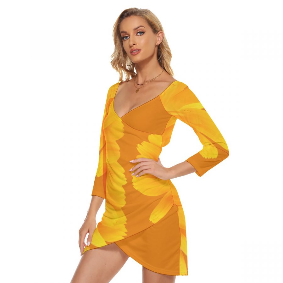 All-Over Print Women's Off-shoulder Long Sleeve Dress - Image 2