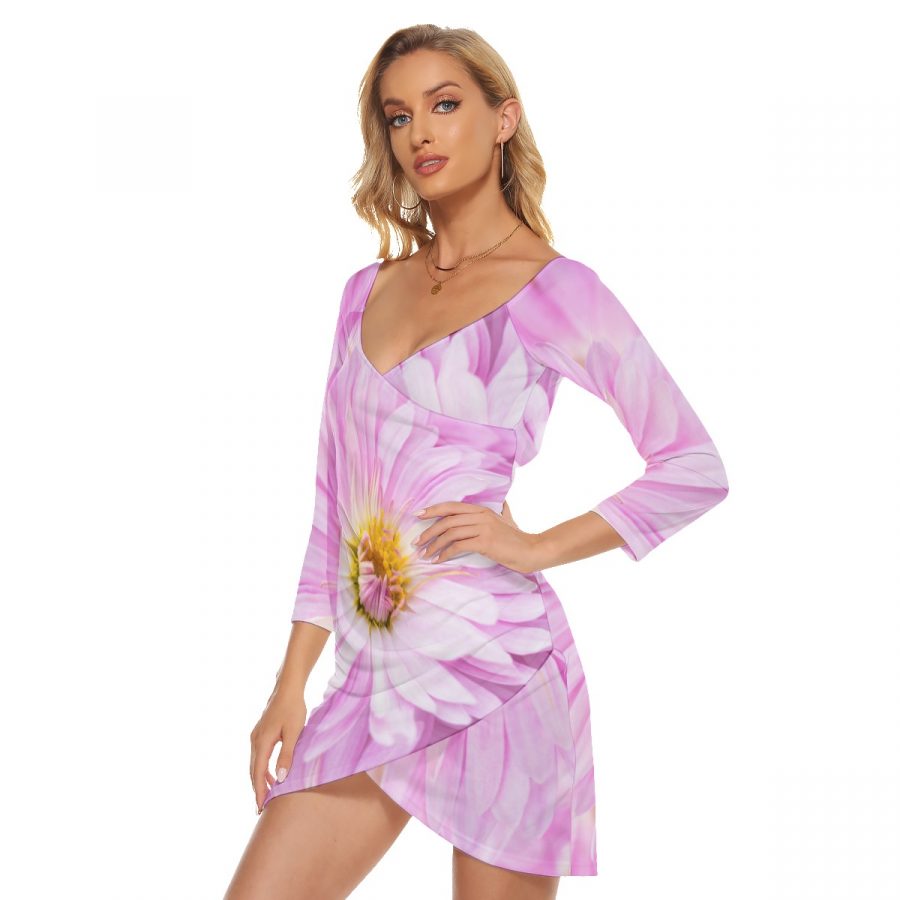 All-Over Print Women's Off-shoulder Long Sleeve Dress - Image 2