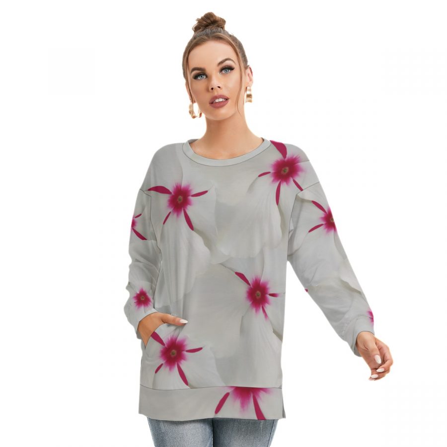 All-Over Print Women's Side Split O-neck Sweatshirt