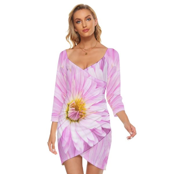 All-Over Print Women's Off-shoulder Long Sleeve Dress