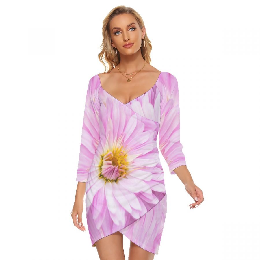 All-Over Print Women's Off-shoulder Long Sleeve Dress