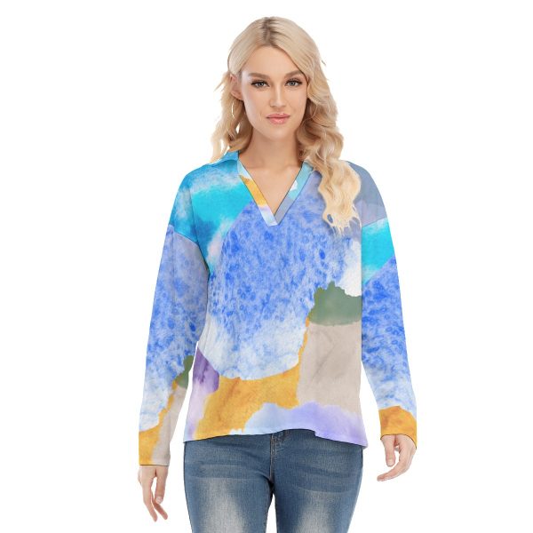 All-Over Print Women's Shirt Collar Blouse | Jersey