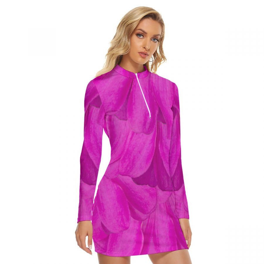 All-Over Print Women's Zip Front Tight Dress - Image 2