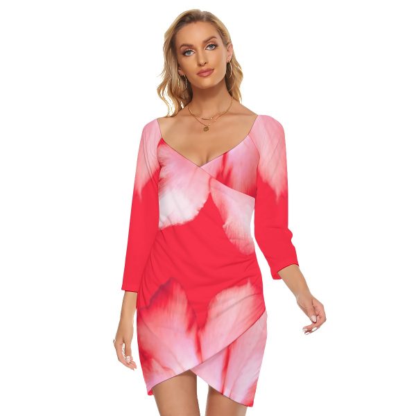 All-Over Print Women's Off-shoulder Long Sleeve Dress
