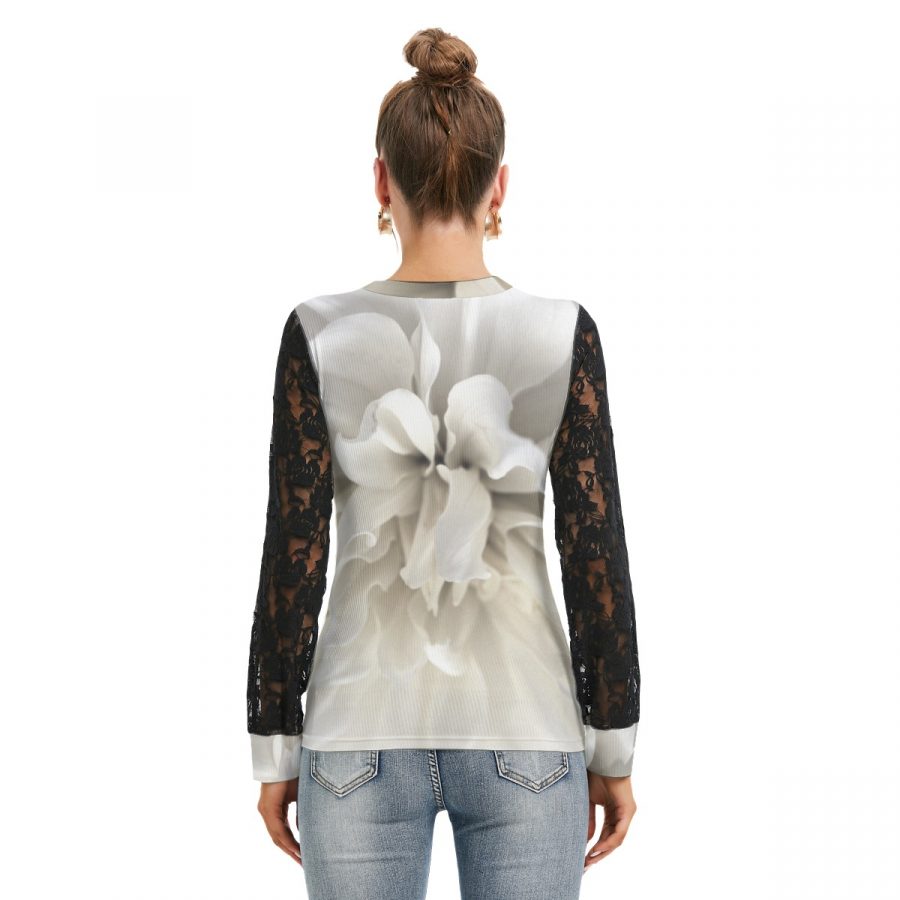 All-Over Print Women's T-shirt And Sleeve With Black Lace - Image 4
