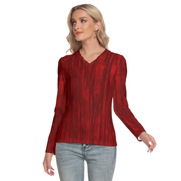 All-Over Print Women's V-Neck Long Sleeves T-Shirt