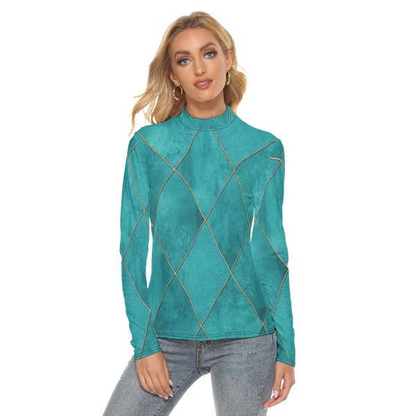 All Over Print Women's Stretchable Turtleneck Top