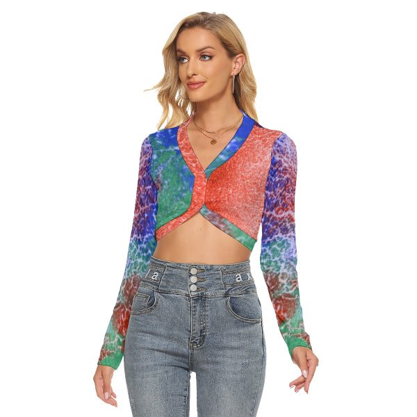 All-Over Print Women's Crop Top With Button Closure
