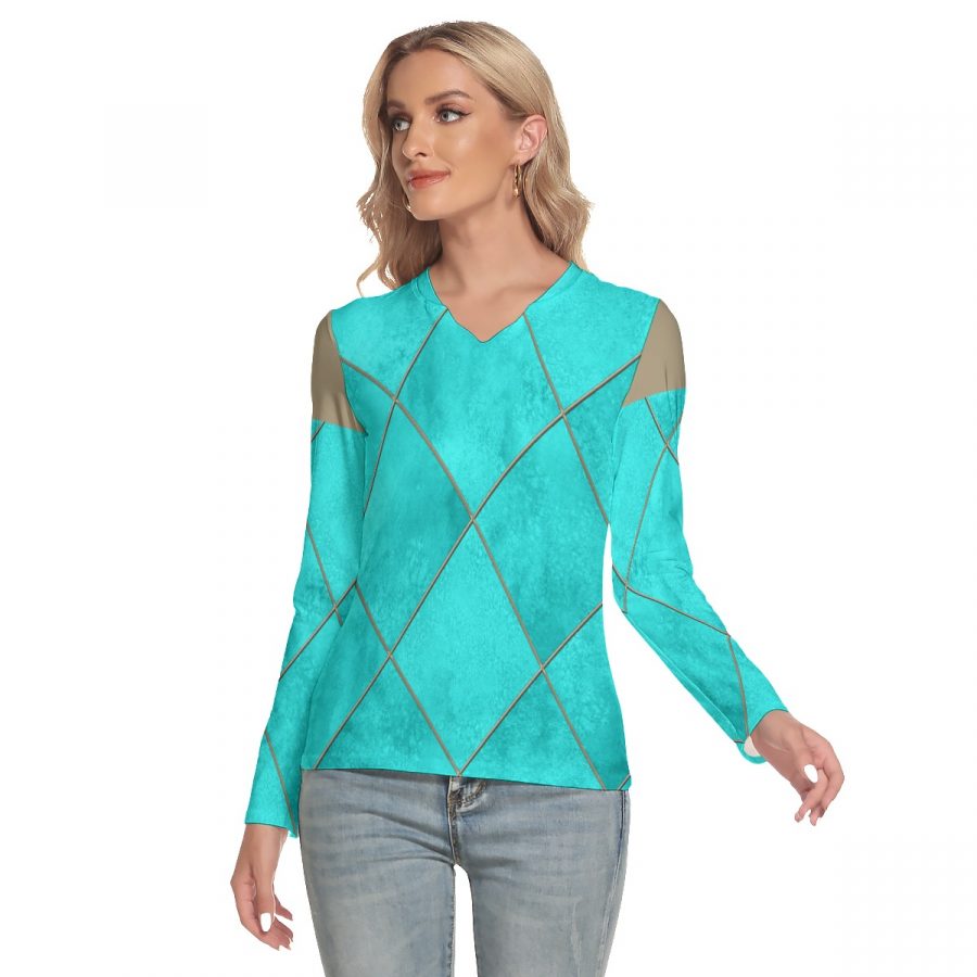 All-Over Print Women's V-Neck Long Sleeves T-Shirt