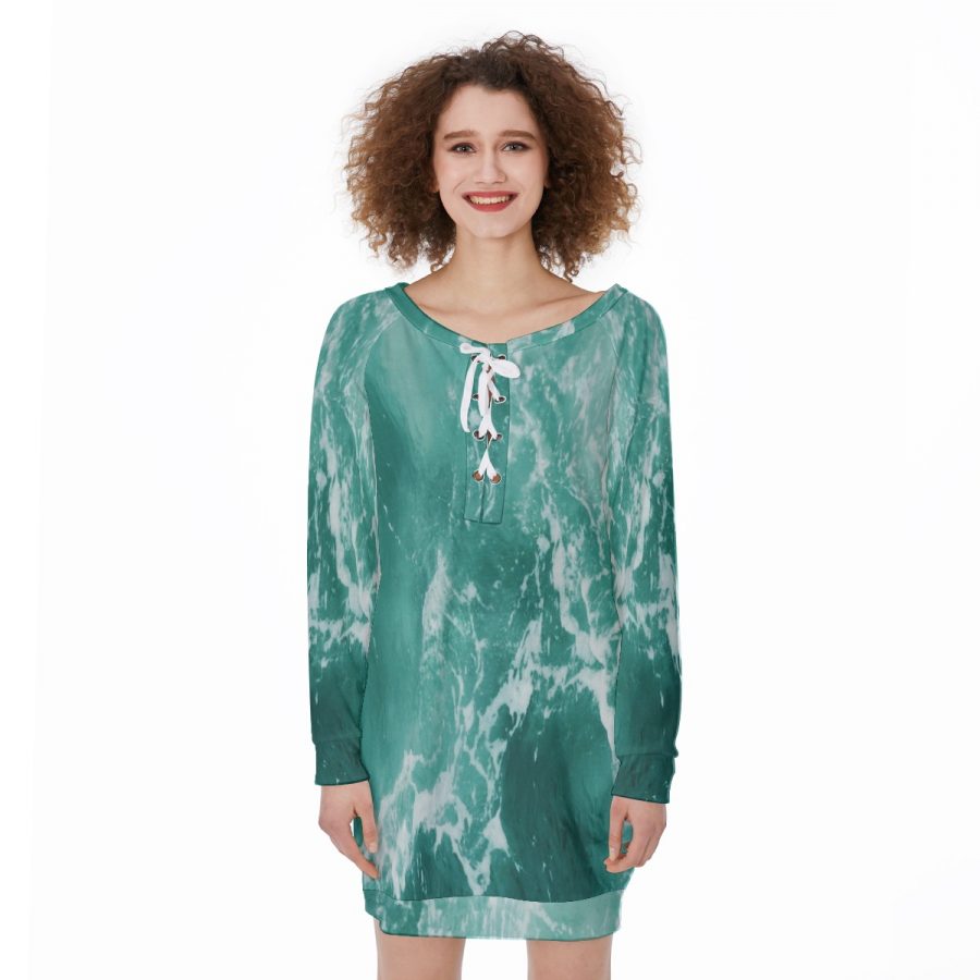 All-Over Print Women's Lace-Up Sweatshirt