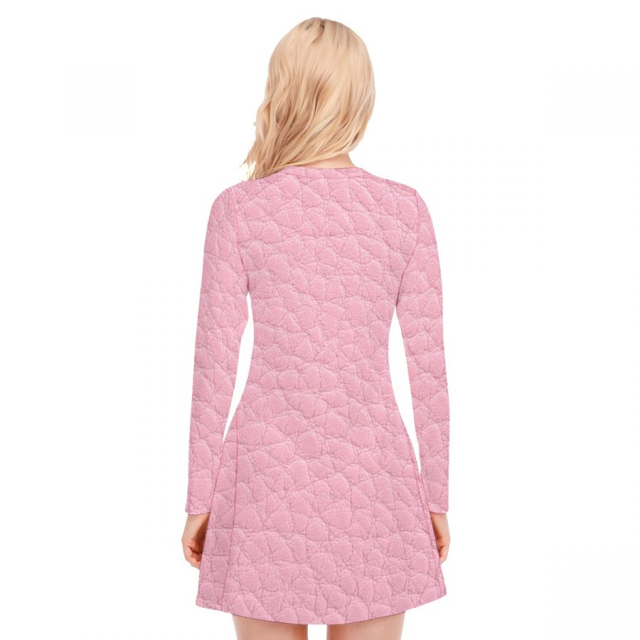 All-Over Print Women's V-neck Long Sleeve Dress - Image 4