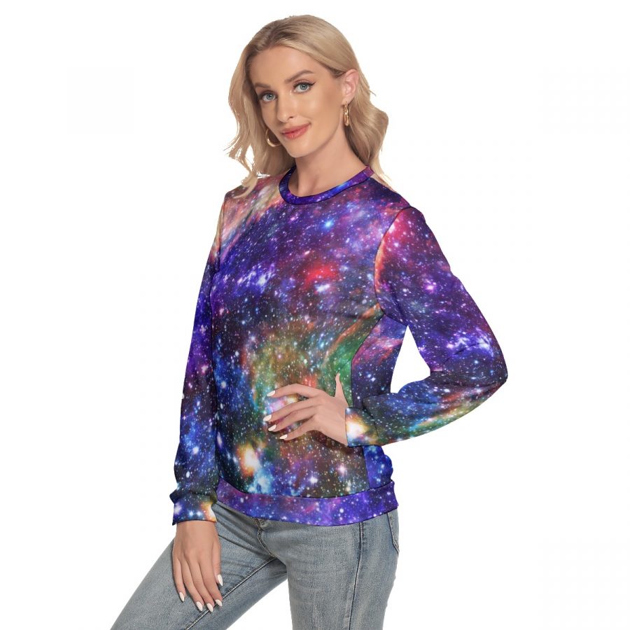 All-Over Print Women's Slim Round Neck Sweatshirt - Image 3