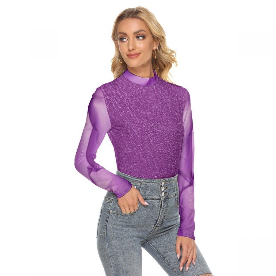 All Over Print Women's Stretchable Turtleneck Top - Image 2