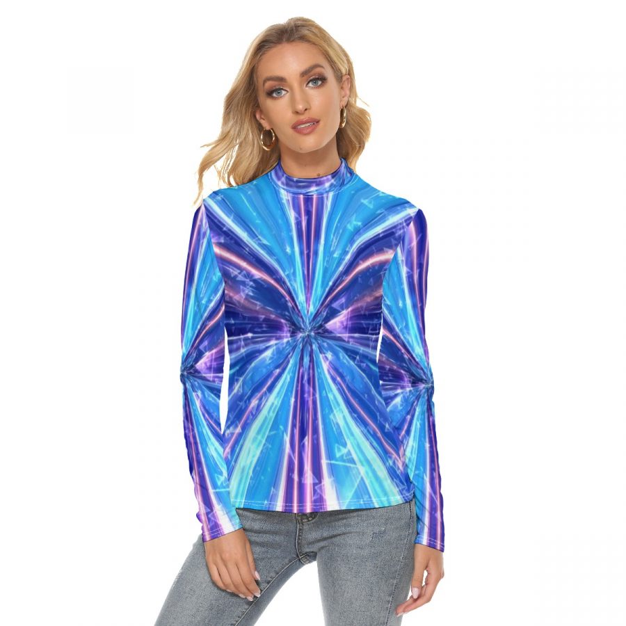 All Over Print Women's Stretchable Turtleneck Top