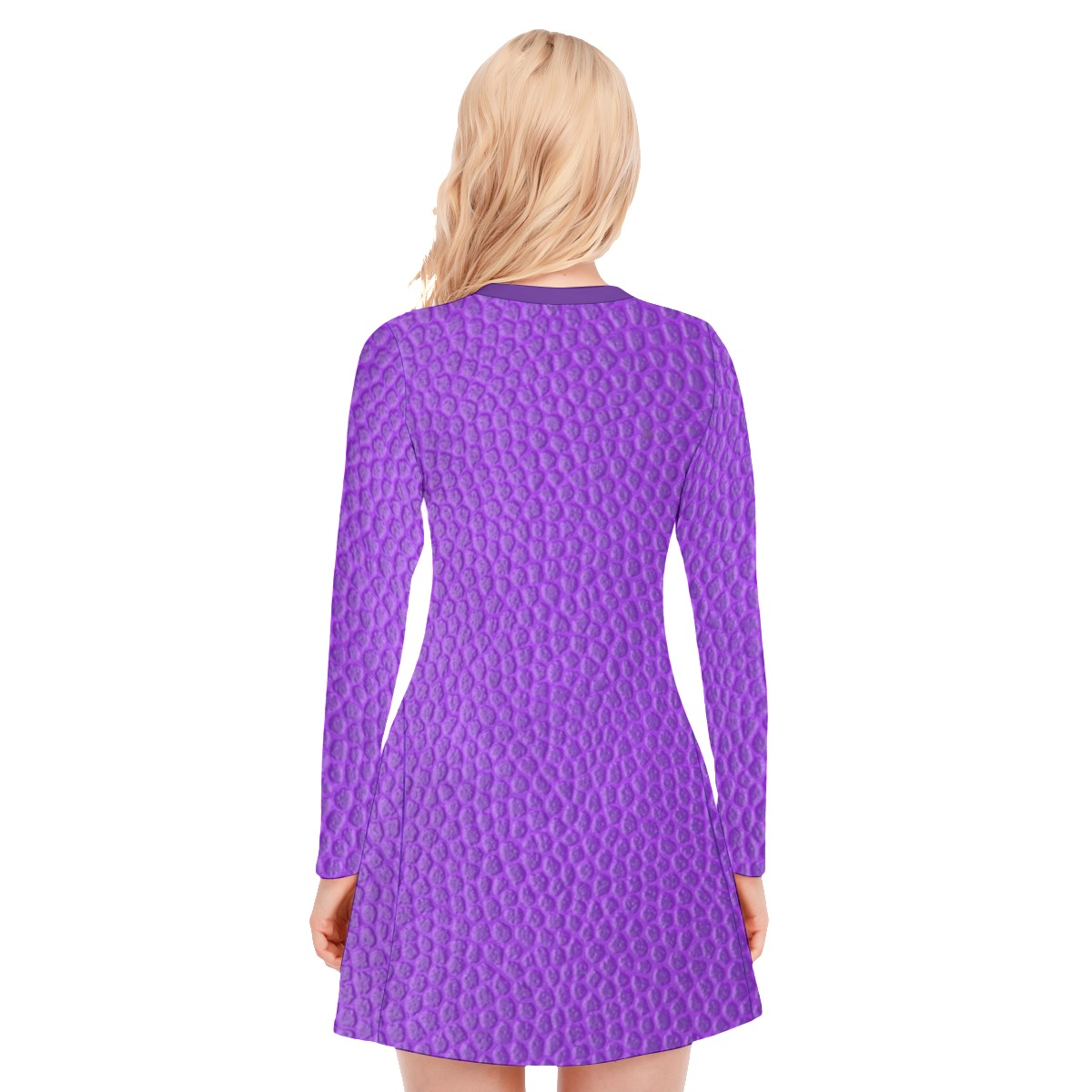 All-Over Print Women's V-neck Long Sleeve Dress - Image 4