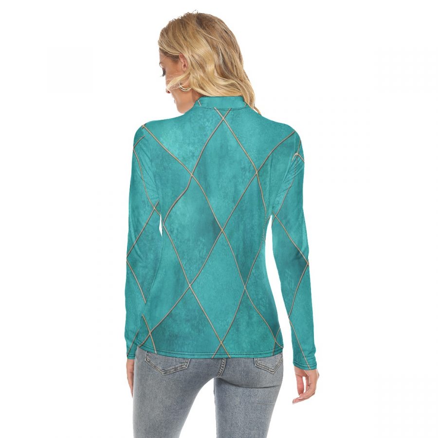 All Over Print Women's Stretchable Turtleneck Top - Image 4