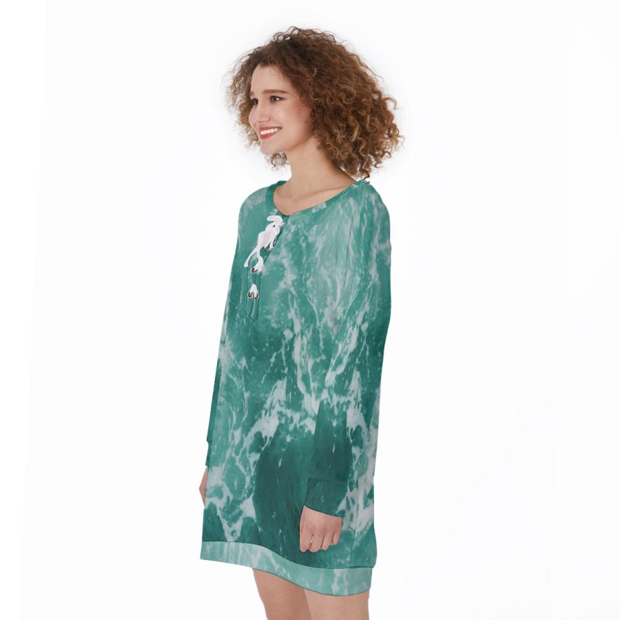All-Over Print Women's Lace-Up Sweatshirt - Image 3