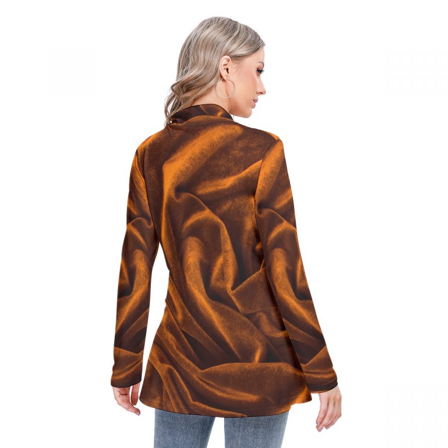 All-Over Print Women's Long-sleeved Heap-neck Slim Casual Tunic Blouse - Image 4