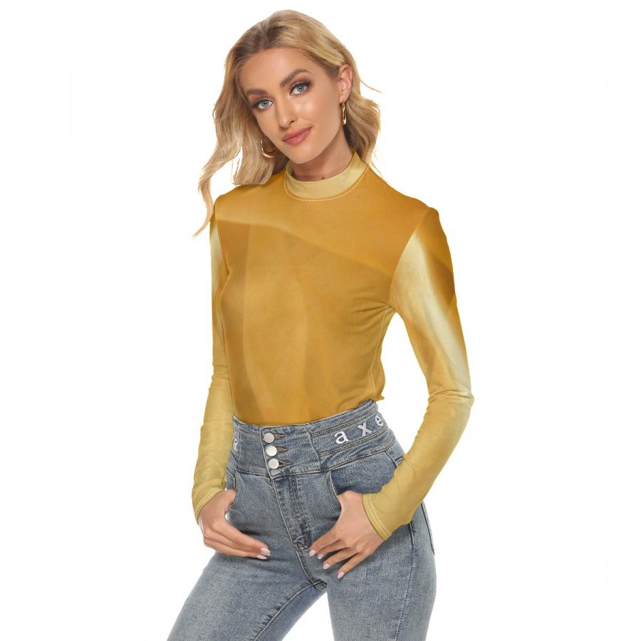 All Over Print Women's Stretchable Turtleneck Top - Image 3