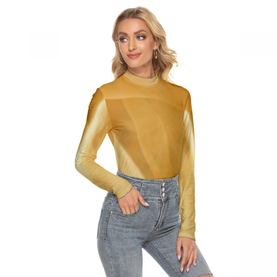 All Over Print Women's Stretchable Turtleneck Top - Image 2