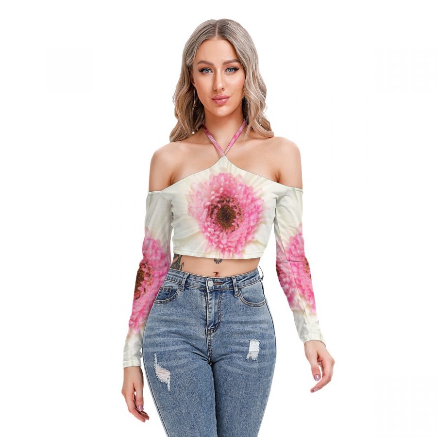 All-Over Print Women's Halter Lace-up Top