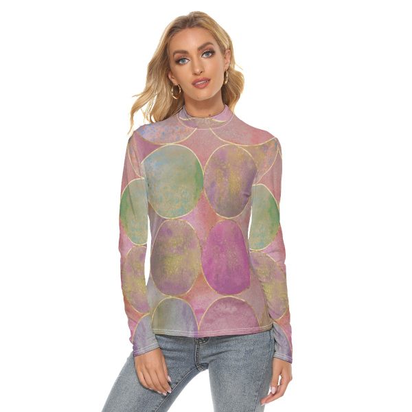 All Over Print Women's Stretchable Turtleneck Top