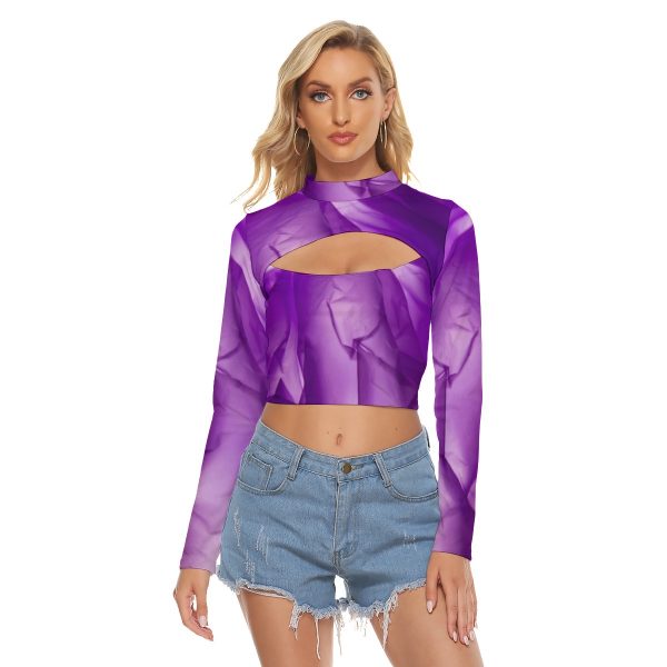 All-Over Print Women's Hollow Chest Keyhole Tight Crop Top