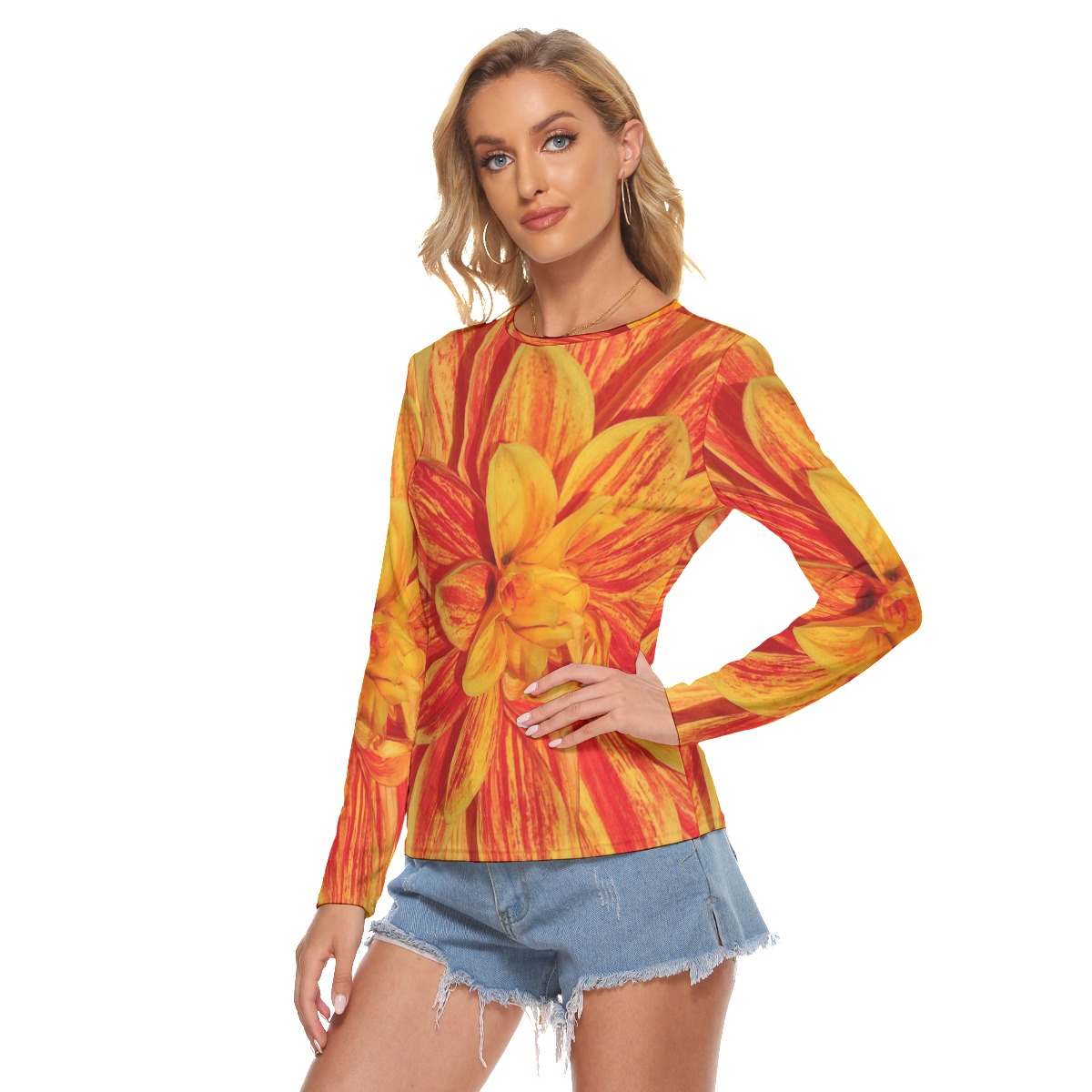 All Over Print Women's Stretchable long Sleeve Top - Image 3
