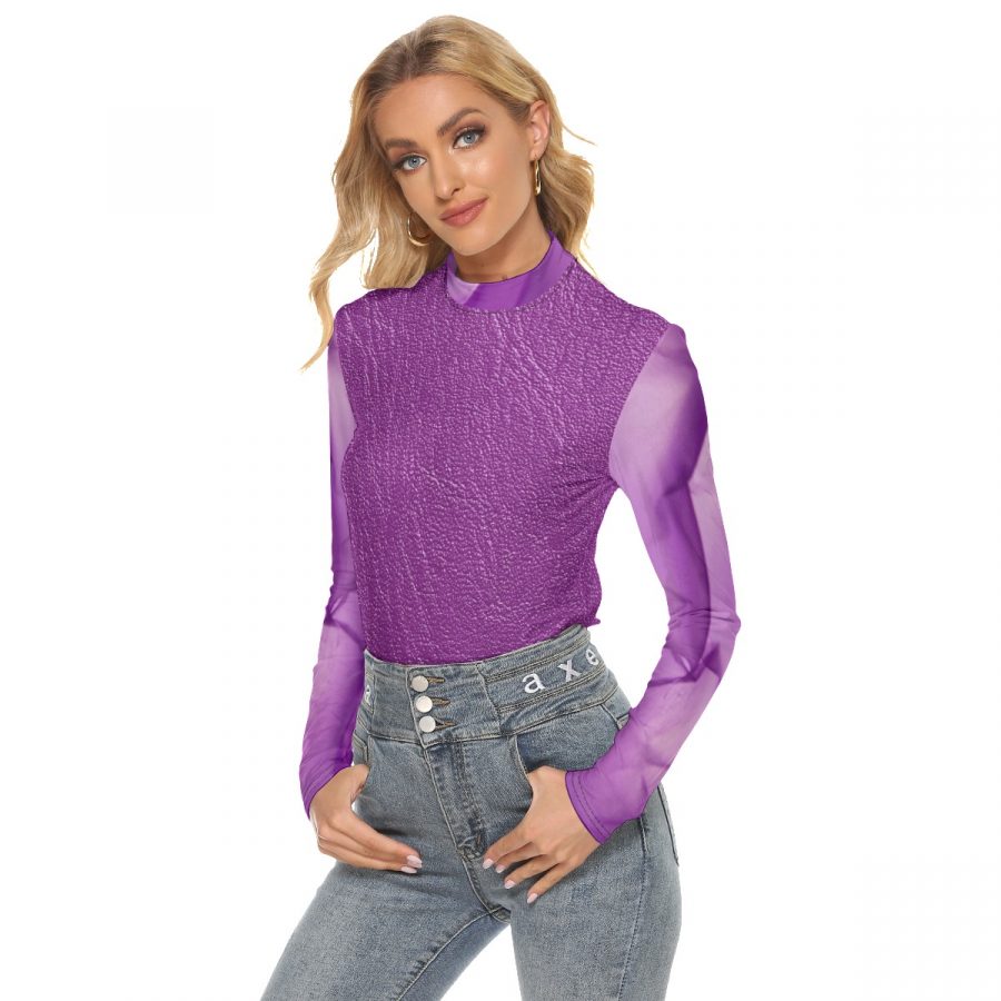 All Over Print Women's Stretchable Turtleneck Top - Image 3
