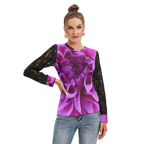 All-Over Print Women's T-shirt And Sleeve With Black Lace