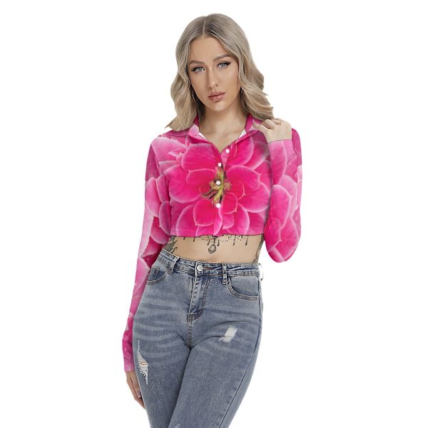 All-Over Print Women's Blouse With Pleated Placket