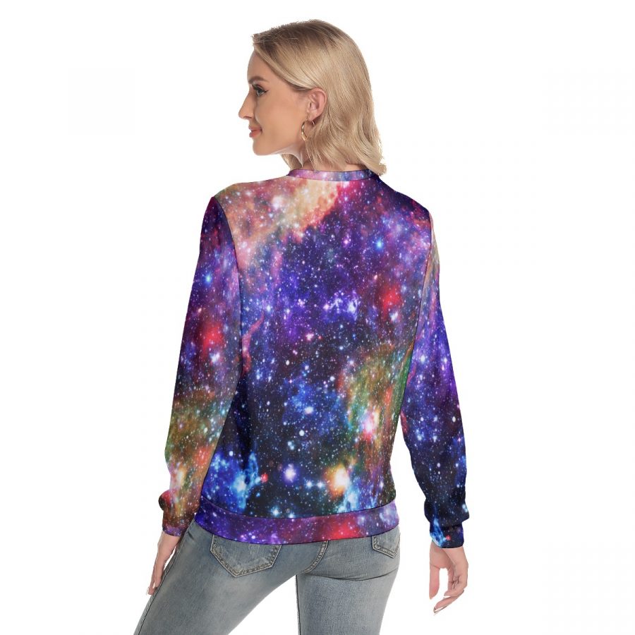 All-Over Print Women's Slim Round Neck Sweatshirt - Image 4