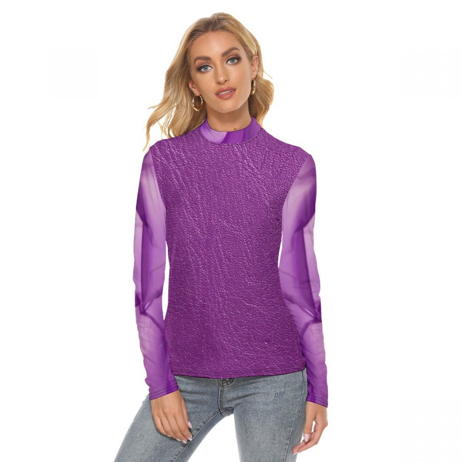 All Over Print Women's Stretchable Turtleneck Top
