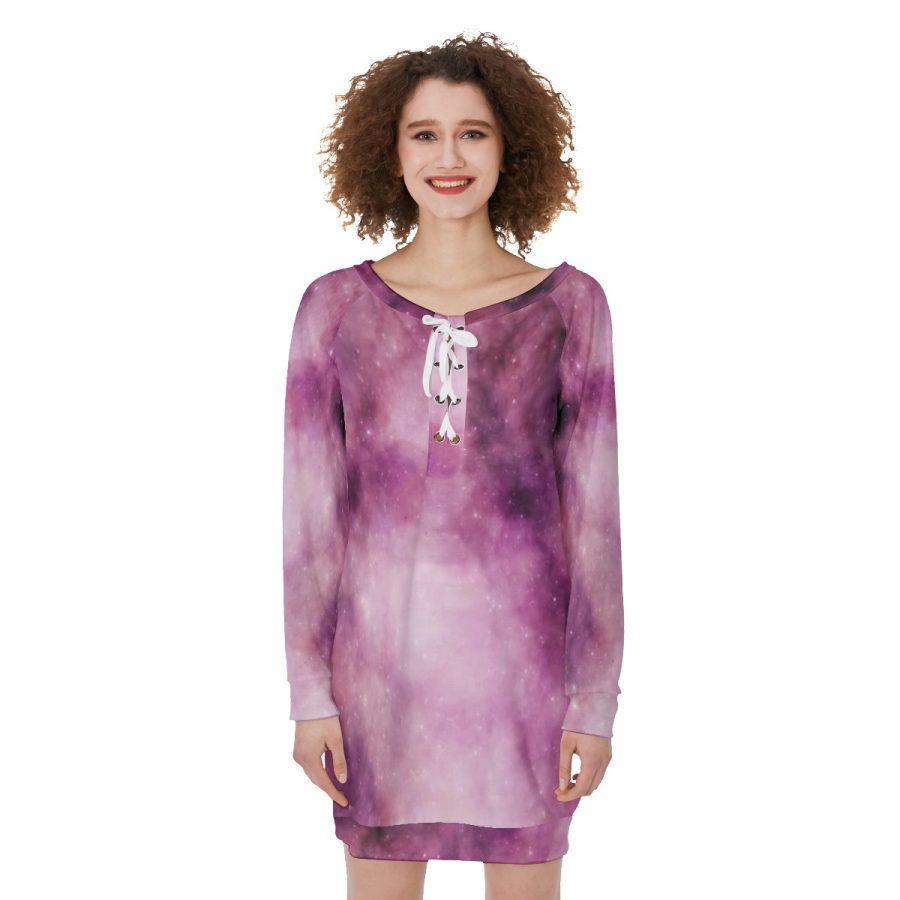 All-Over Print Women's Lace-Up Sweatshirt - Image 2