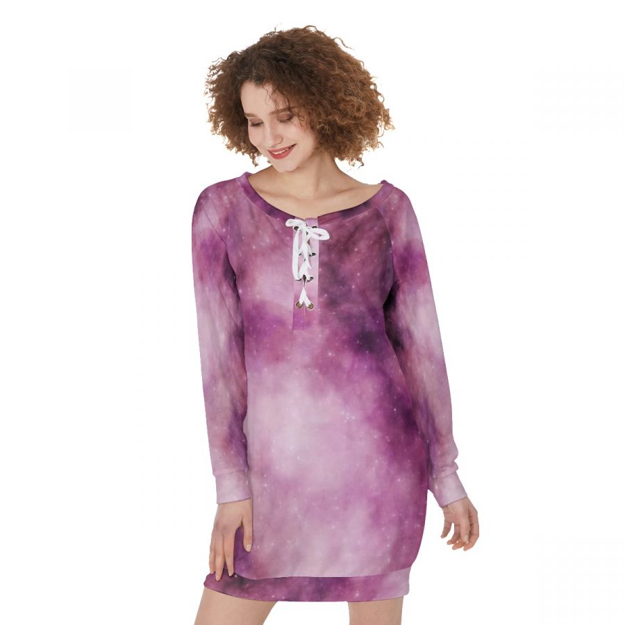 All-Over Print Women's Lace-Up Sweatshirt - Image 3