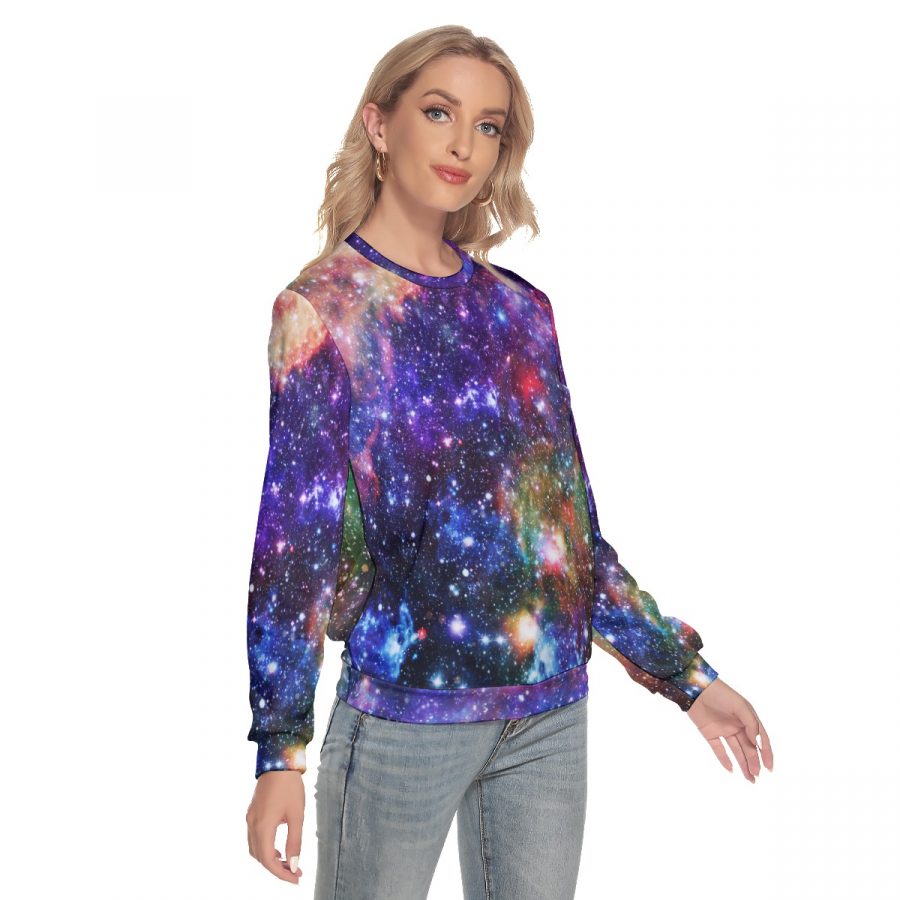 All-Over Print Women's Slim Round Neck Sweatshirt - Image 2