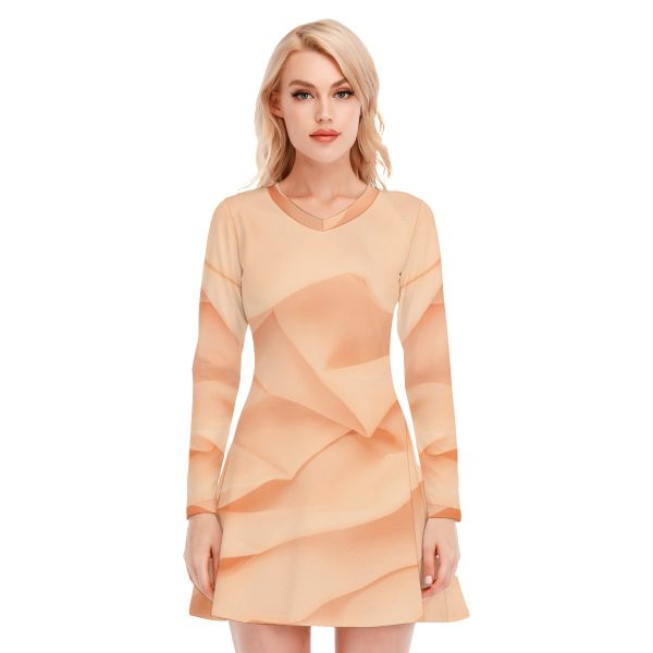 All-Over Print Women's V-neck Long Sleeve Dress