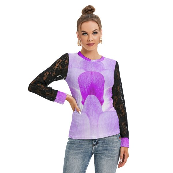 All-Over Print Women's T-shirt And Sleeve With Black Lace