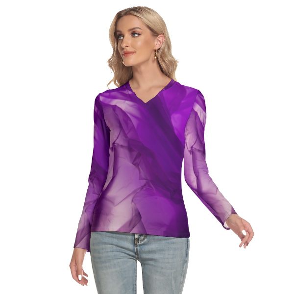 All-Over Print Women's V-Neck Long Sleeves T-Shirt
