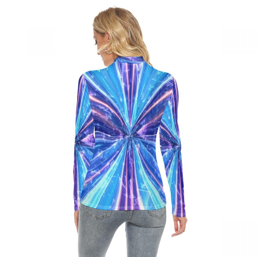 All Over Print Women's Stretchable Turtleneck Top - Image 4