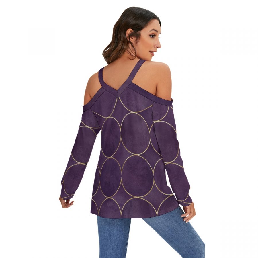 All-Over Print Women's V-neck Cold-shoulder Blouse - Image 4