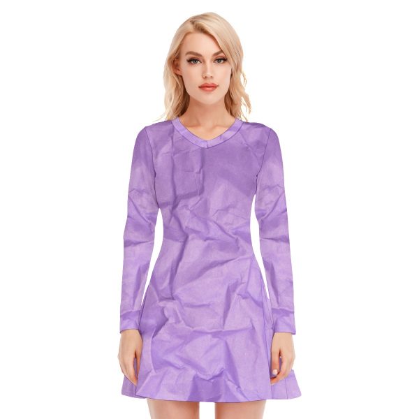 All-Over Print Women's V-neck Long Sleeve Dress