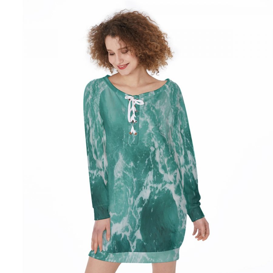 All-Over Print Women's Lace-Up Sweatshirt - Image 2