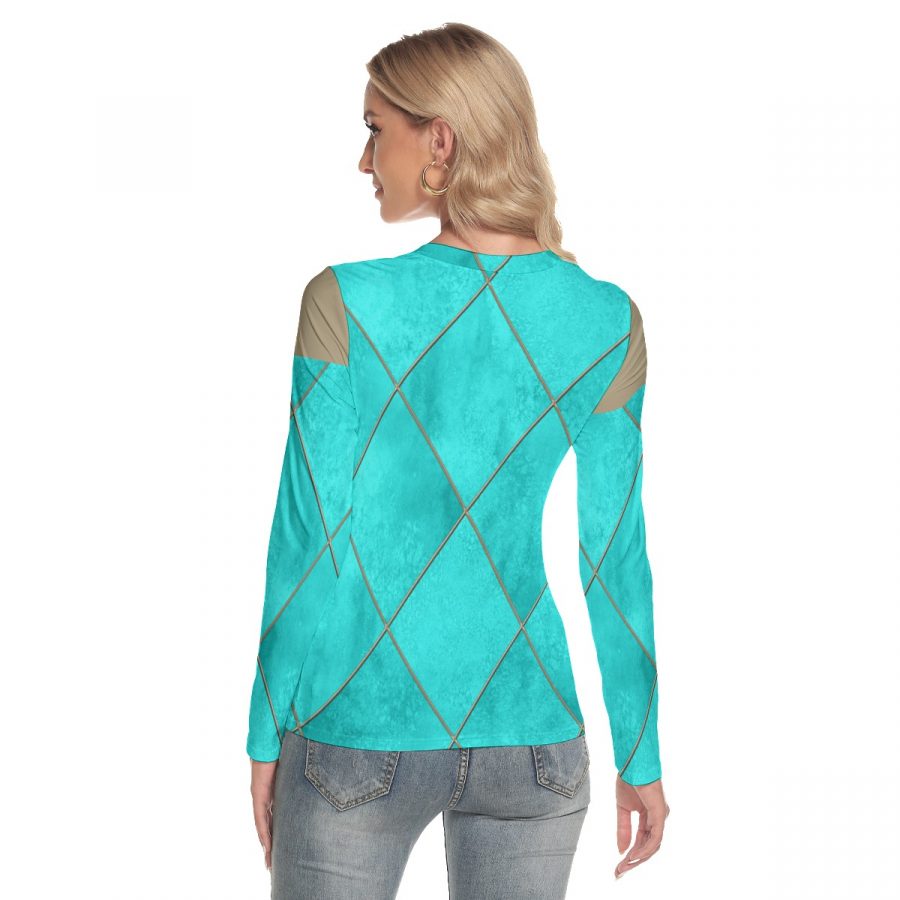 All-Over Print Women's V-Neck Long Sleeves T-Shirt - Image 4