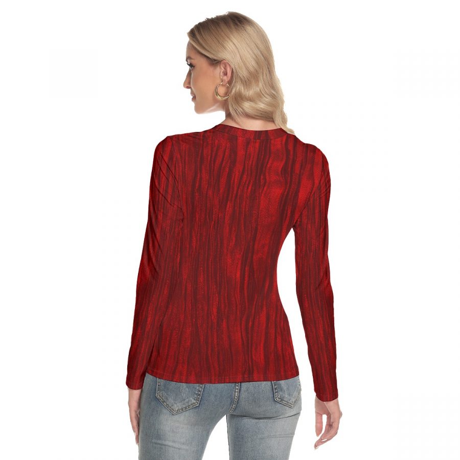 All-Over Print Women's V-Neck Long Sleeves T-Shirt - Image 4